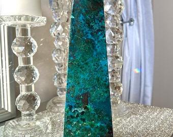 11.8” , 3.19kg Massive Vibrant Chrysocolla Point / Obelisk