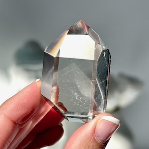 1.8” 3D PHANTOM Lemurian Quartz Point with Tiny Silver Rutiles - Brazil
