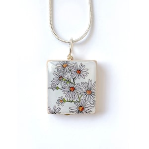 Aster Wildflower Native Plant Pendant Necklace or Charm