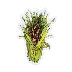 Maize Corn Vegetable Vinyl Sticker, Cute Funny Watercolor Illustration image 2