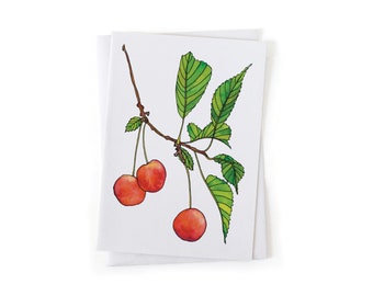 NEW: Michigan Cherry Orchard Fruit Garden Botanical Illustration Card, Sustainably Printed Recycled Stationery