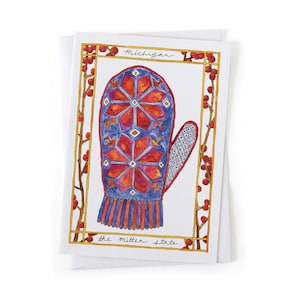 NEW Set of Six Cards: Michigan The Mitten State Winterberry Holly Botanical Card, Native Plants, Sustainably Printed Recycled Stationery