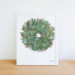 Holiday Wreath with Native Plants 8x10 Archival Print