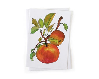 NEW: Heirloom Apple Orchard Fruit Garden Botanical Illustration Card, Sustainably Printed Recycled Stationery