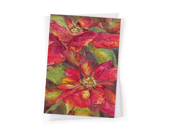 NEW Set of Six Cards: Poinsettia Feliz Navidad Español Christmas Holiday Card, Sustainably Printed Recycled Stationery