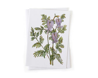 NEW: Squirrel Corn Wildflower Botanical Illustration Card, Native Plants, Sustainably Printed Recycled Stationery