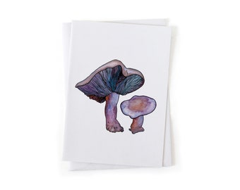 NEW: Blewit Edible Mushroom Wild Foraging Botanical Illustration Card, Native Plants, Sustainably Printed Recycled Stationery
