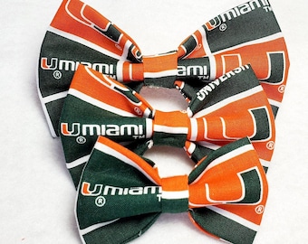 University of Miami Dog Bow Tie, Miami Hurricanes Cat Bow tie, Hurricanes Bow tie, ACC Bow Tie, The U Bow Tie