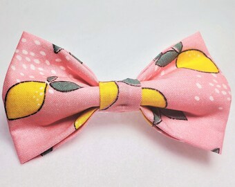 Lemon Bow Tie, Floral Print Dog Bow Tie, Lemon Bowtie, Fruit Dog Bow Tie, Lemon Cat Bow Tie, Personalized, Dog Accessory