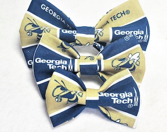 Georgia Tech Pet Bow Tie, Georgia Tech Dog Bow Tie, Georgia Tech Cat Bow Tie, Yellow Jackets Pet Bow Tie, Best In Show Bowtique