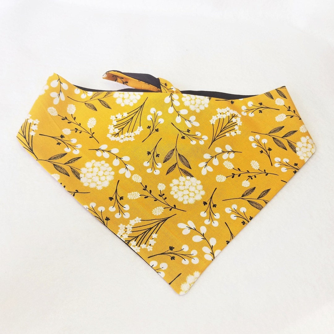 Mustard Floral Bandana, Yellow Bandana, Girly Dog Bandana, Fall Dog ...