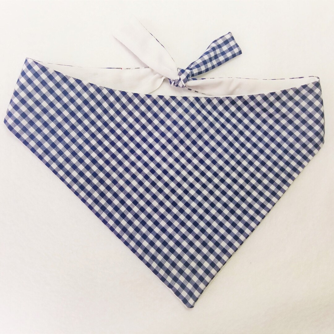 Navy Gingham Dog Bandana, Navy Gingham Cat Bandana, Preppy Pet Bandana