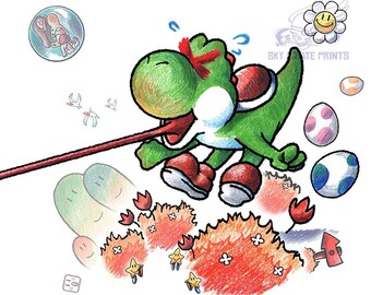 Tongue Twister -  Super Mario World 2 Yoshis Island inspired Print