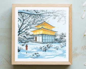 Winter at Kinkaku-Ji, the Golden Pavillion - Japan Poster Print