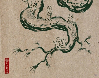 Kodama Forest Spirits - Screen Print