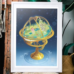 Flat Earth Armillary Sphere Print - A2/16.5x23.6" Poster