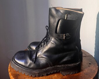 Vintage Combat Boots Made in Italy in Black EU 42 UK 9 US 11