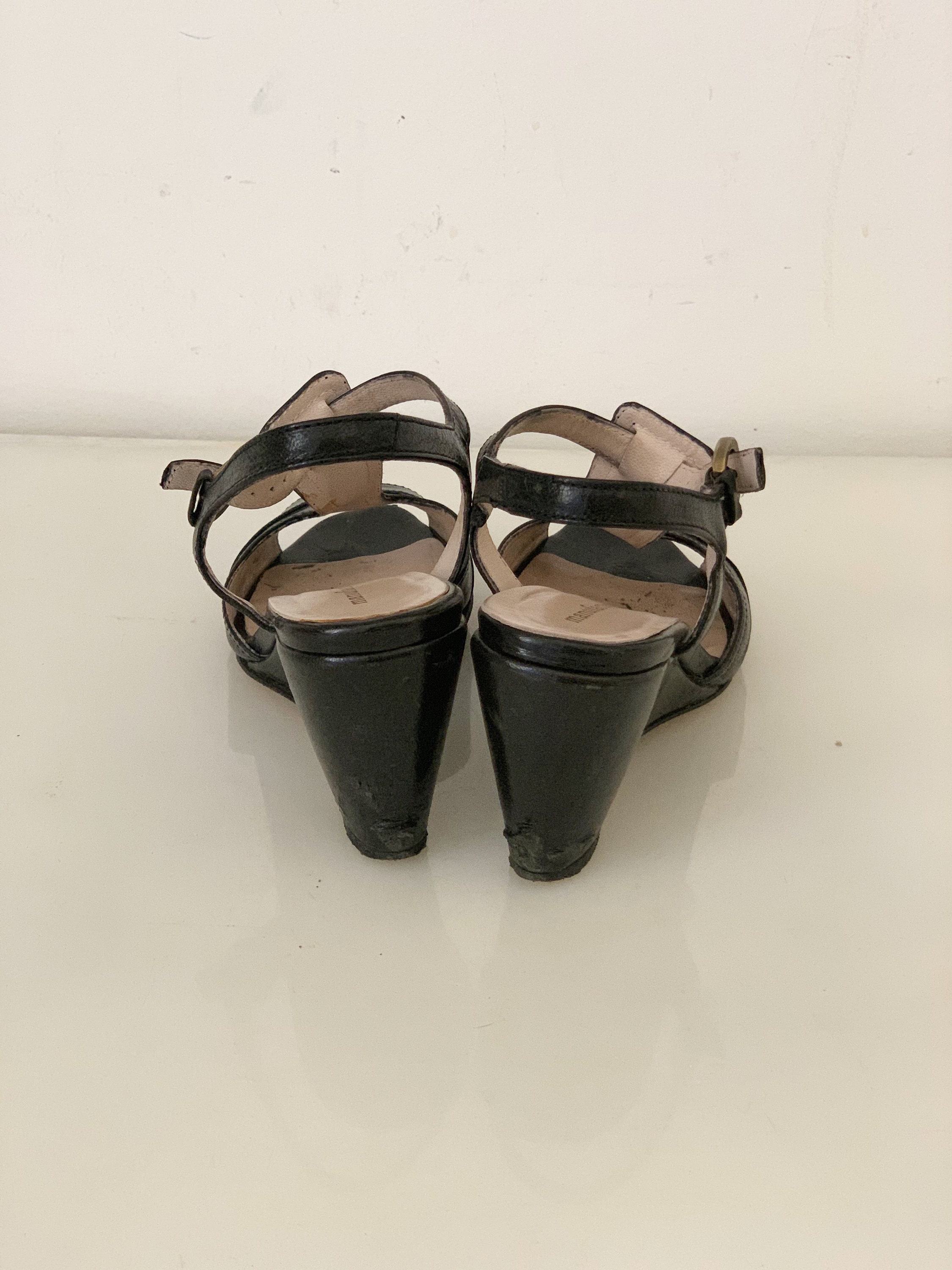 Vintage 60s Open Toe Sandals Platform Sandals in Black - Etsy