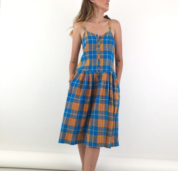 checkered midi dress
