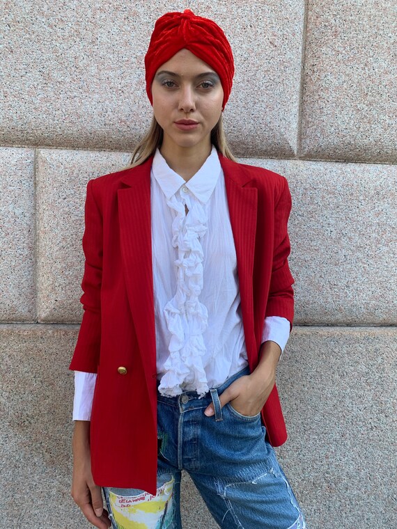 Vintage 1980 Red Blazer Jacket Boxy Double Breaste
