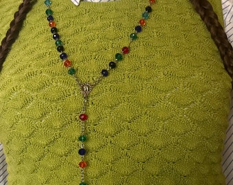 Vintage 00s Rosary Necklace with beads cross pendent