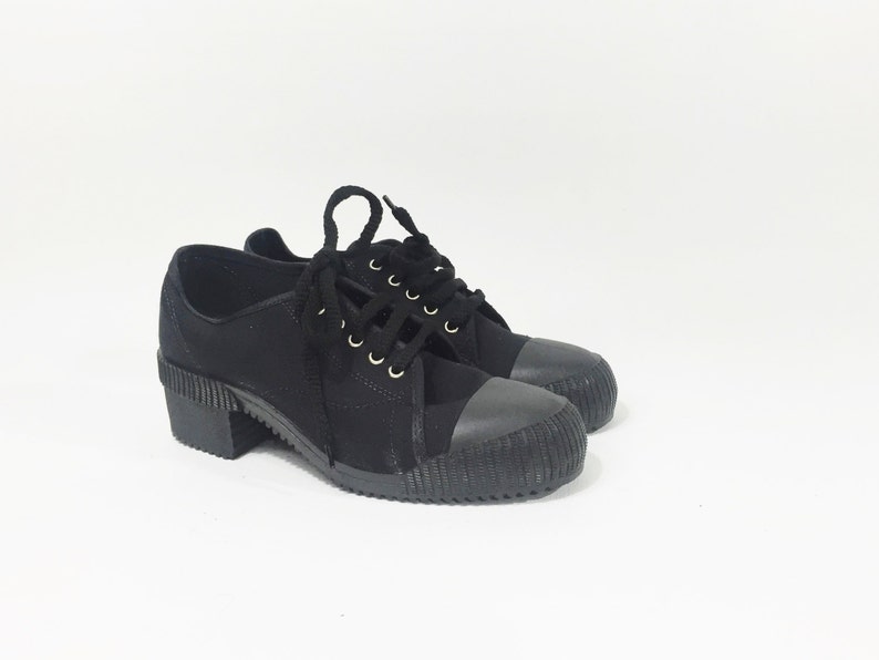 black chunky platform sneakers