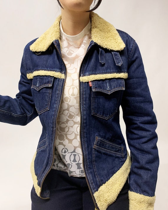 Vintage 1970 rare denim jacket with faux fur, Coac