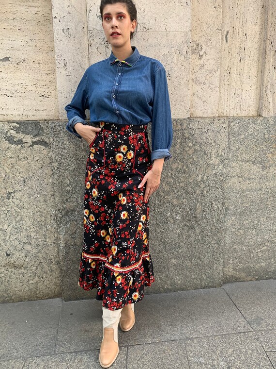 Maxi skirt 70s, 70s maxi skirt, floral maxi skirts