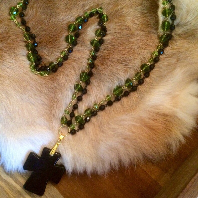 The Black Cross Pendant Necklace Etsy