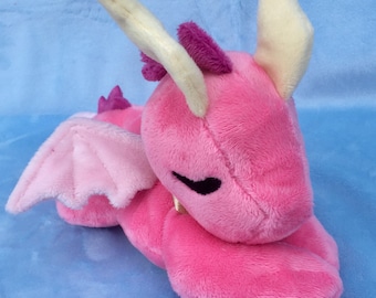 Baby pink heart plush dragon, PenDragons, baby bean plush, bean filled toy, beaned, collectable, adoptable, handmade, ember, MADE TO ORDER