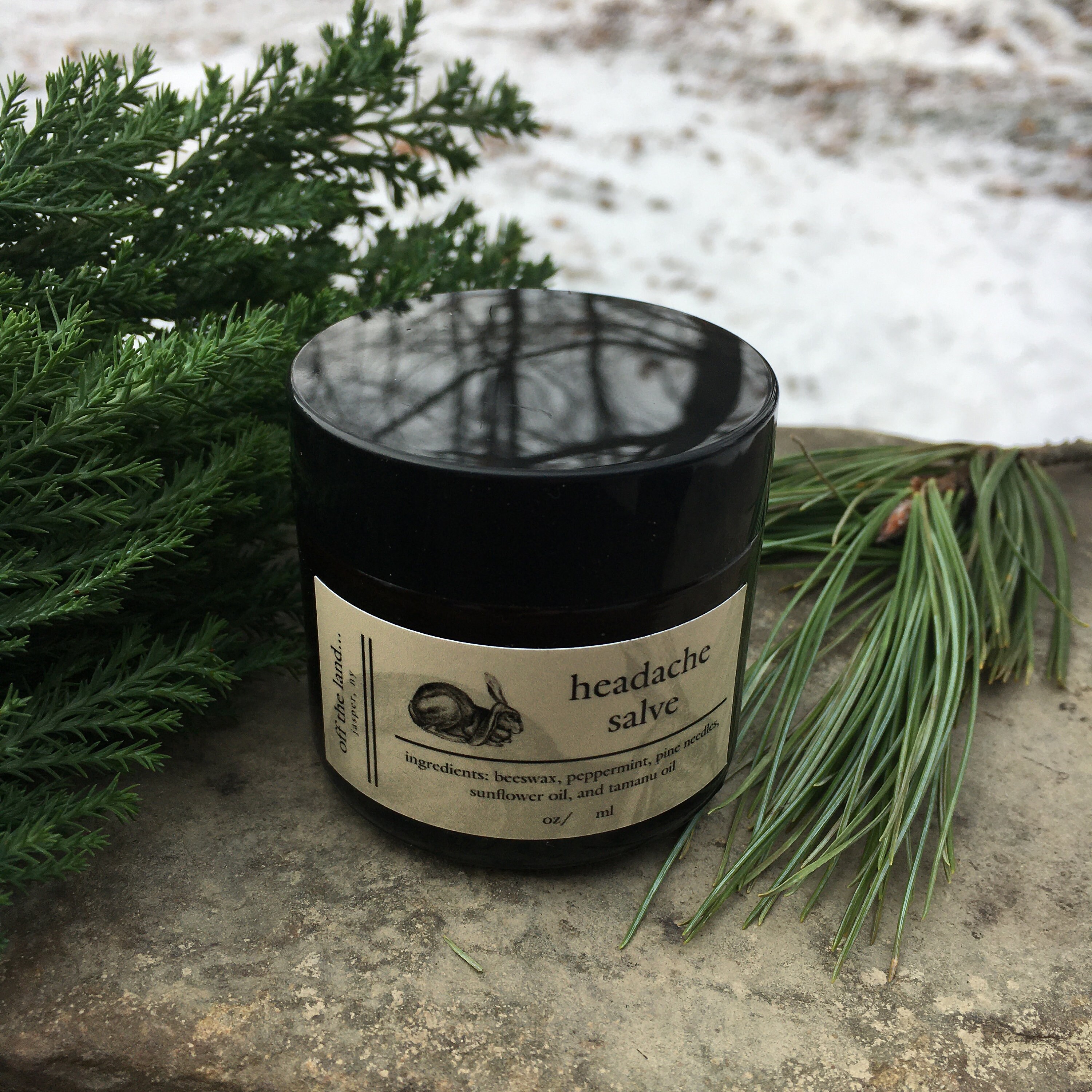 Headache Salve, Pain Relief, Mood Lifter, Energy, Pine Needles, Beeswax