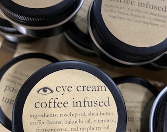 Eye cream, coffee infused, smooth, conditions, dark circles, bags, quality ingredients