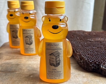 HONEY, HONEYBEAR, raw, local, unpasteurized, pure, lightly strained, healthy, sweet, goldenrod, wildflower, net wt 6 oz,