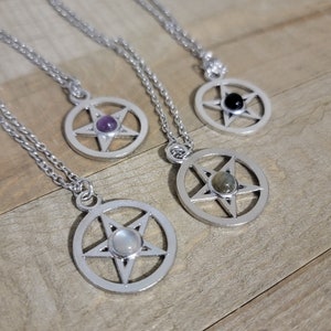 Wiccan Jewelry with Crystal Amulet Pendant, Pentacle Necklace, Witchcraft Amulet Jewelry, Gift