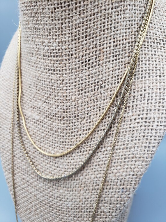 3 Layer Necklace, Layered, Three Chains, Layer Ch… - image 4