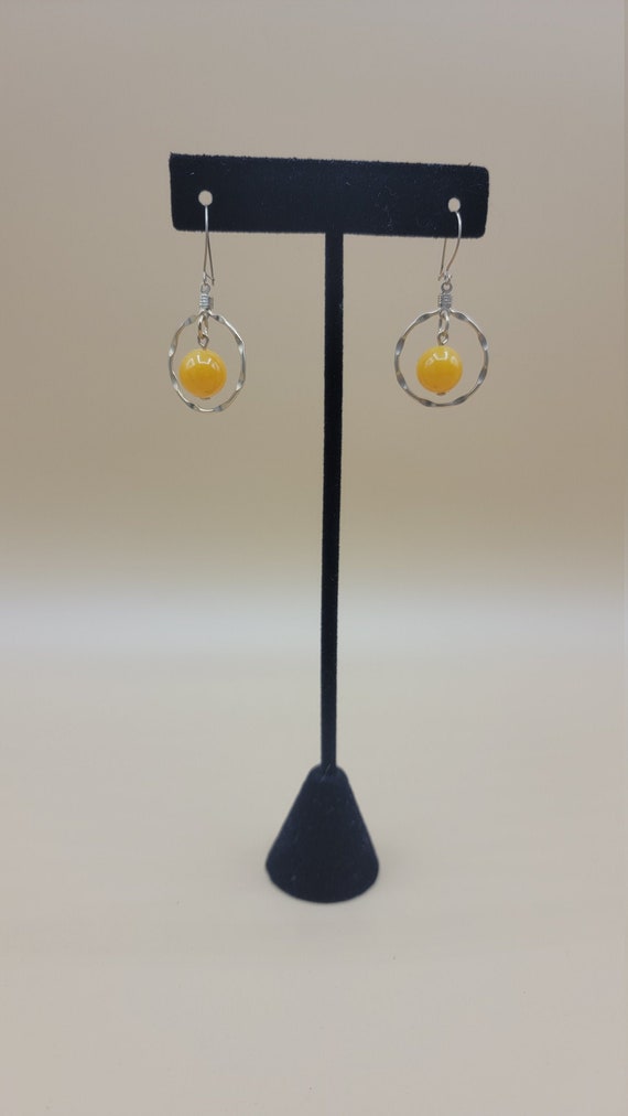 Sunshine Yellow Gold Earrings, Simple Hoop Earring