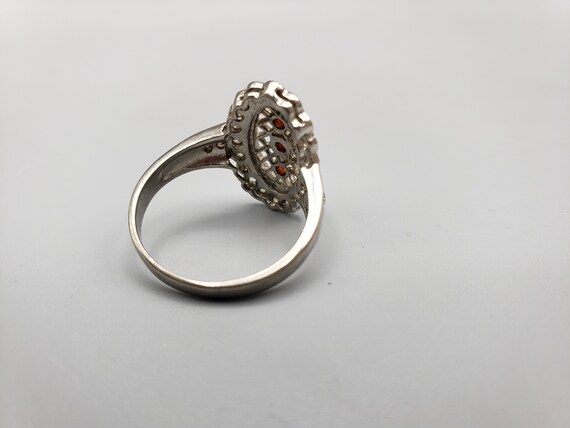 Victorian Style Ruby & Diamond Silver Ring, Oval … - image 4
