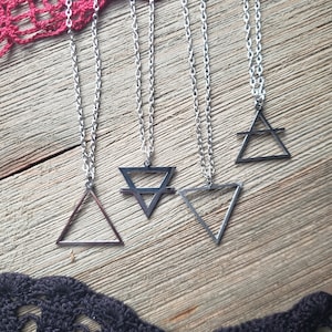 Occult Symbol Air Fire Water Earth Element Triangle Necklace Esoteric Magic Inverted  Geometric Necklace