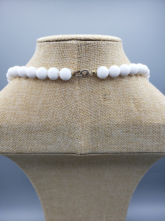 1960's Style Necklace, White Beaded, Vintage Cost… - image 3