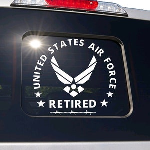 AIR FORCE Retired Truck Slide Window Decal - USAF United States Veteran Sticker - Military Airman - Vehicle Car Truck suv Laptop Window