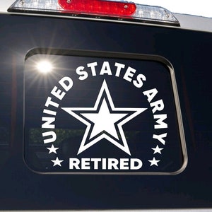 US ARMY Retired - Truck Slide Window Decal - USA United States Veteran Sticker - Military Soldier - Vehicle Car Truck & suv - Window Laptop