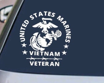 MARINE CORPS VIETNAM Veteran Decal - usmc - United States Military Armed Forces Sticker - Car Truck Vehicle Home Window Laptop Design
