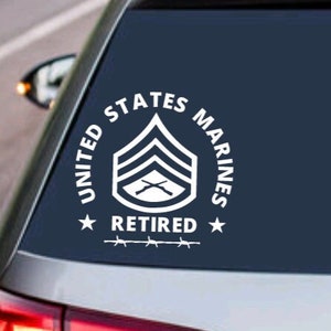 MARINE CORPS Decal - Retired Veteran Staff Sergeant - USMC - Military Armed Forces Sticker - Car Truck Vehicle Home Window Laptop Design
