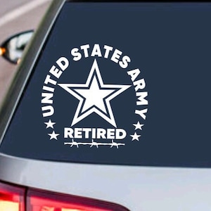 US ARMY RETIRED Decal - United States Military Soldier Armed Forces Sticker - Car Truck Vehicle Home Window & Laptop Design