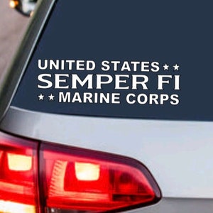 MARINE CORPS USMC &quot;Semper Fi&quot; Decal - United States Armed Forces Military usmc - Decal Sticker - Car Truck suv Vehicle - Window Laptop