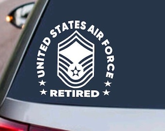 US AIR FORCE Senior Master Sergeant Retired Decal United States Military Airman usaf Sticker Car Truck suv Vehicle Home Window Laptop Design