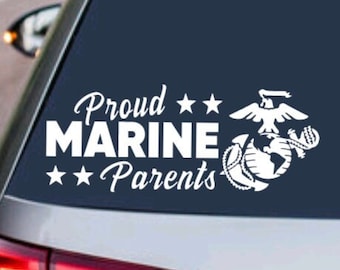 MARINE CORPS PROUD Parents - United States Armed Forces Military usmc - Decal Sticker Car Truck Vehicle Window Laptop