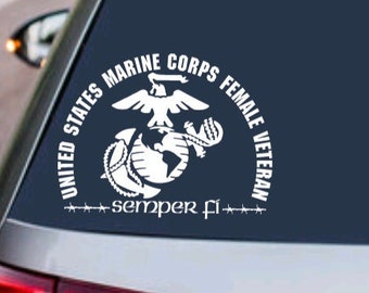 us MARINE CORPS FEMALE Semper Fi Veteran Decal - usmc - United States Military Armed Forces Sticker - Car Truck Suv Vehicle Window Laptop