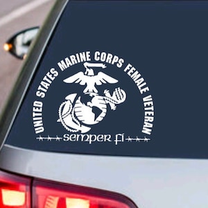 us MARINE CORPS FEMALE Semper Fi Veteran Decal - usmc - United States Military Armed Forces Sticker - Car Truck Suv Vehicle Window Laptop