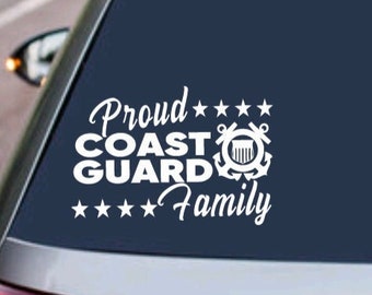 PROUD COAST GUARD Family Logo - United States Armed Forces Military uscg - Decal Sticker Car Truck Vehicle Window Laptop